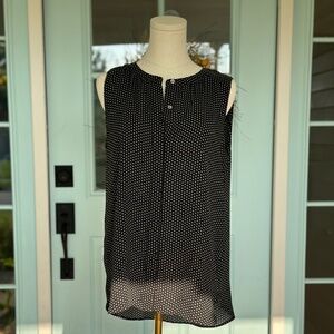 Black with White Dot Sheer Tank Size Medium